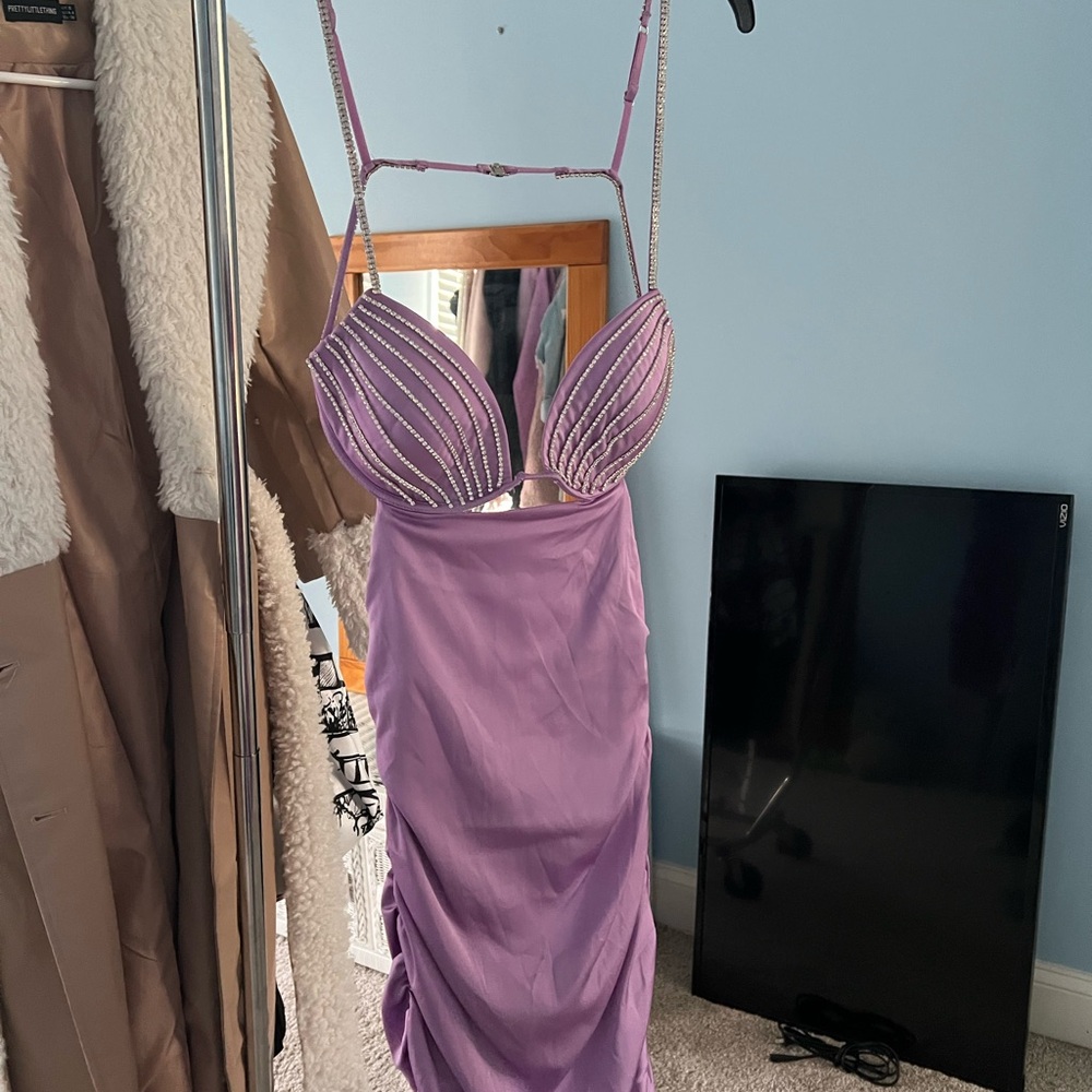 Lavender Strappy Dress with Rhinestone Details